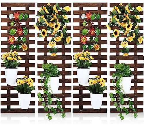 Weysat 4 Pcs Wall Planter Wooden Orchid Hanging Planter for Indoor Plants Wall Mount Planter Stand Frame Display Air Plant Holders Outdoor Vertical Rack Wall Decoration for Garden (12 x 35 in)