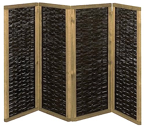 TETZNER&JENTZSCH Paulina Paravent aus Weide 240 x 180 cm (4X 60 x 180 cm) 4-teilig mit Scharnieren