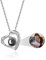 Easycosy Personalised Photo Projection Necklace Custom I Love You 100 Languages Heart Pendant Jewelry Valentine's Day Anniversary Birthday Love Gifts for Mum Women Girlfriend Daughter (Sliver)