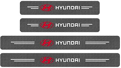 RIDGOEL 4 Stück Auto Einstiegsleisten Schutz für Hyundai I10 I20 I30 I40 IX20 IX35 Tucson Kona EV Kohlefaser Türschweller Aufkleber Automobile Tür Schritt Platte Abdeckung Lackschutzfolie