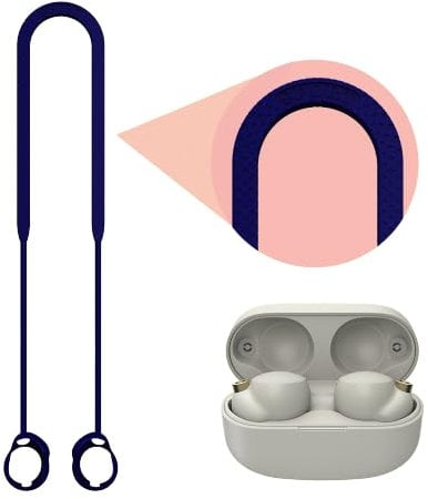 THLMT Earphone Lanyard Compatible for Sony WF-1000XM4, Silicone Wireless Earphones Neck Rope Anti-lost Headphones Strap Headset Wire Cable Connector Earbud Neckband Cord String(Lanyard Only) (blue)
