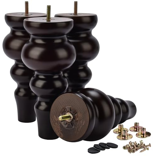 La Vane Massivholz Möbelbeine (4er Set) - 22cm Höhe, inkl. M8 Montageplatten & Schrauben - Ersatzfüße für Sofa, Schrank, Couchtisch, Ottomane und Hocker