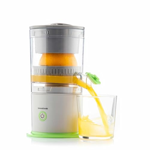 InnovaGoods® Spremiagrumi elettrico ricaricabile 250 ml, Tappo ermetico antigoccia Spremiagrumi elettrico Velocità 22000 giri/min, Spegnimento automatico, Spremiagrumi Include spazzola per la pulizia.