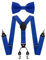JEMYGINS Herren Hosenträger mit Vier Clips und Elastischem Rückenband inklusive Fliege Set,Blau
