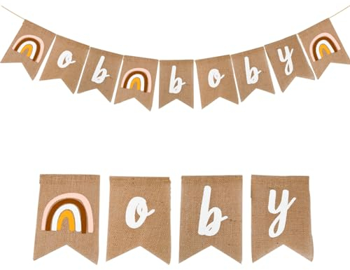 Babyparty Girlande Junge Mädchen, Oh Baby Girlande Banner Deko Sackleinen Banner, Gender Reveal Banner Babyshower Banner, Babyparty Deko für Babyparty Girlande Gender Reveal Party