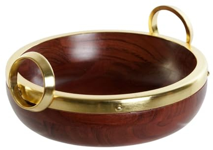 Home ESPRIT Ensaladera Marrón Dorado Aluminio Acacia 28 x 26 x 12 cm