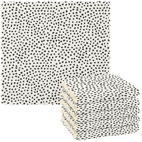 FRODOTGV Set di strofinacci da cucina e strofinacci da cucina moderni a pois bianchi neri a pois per forno da campeggio rustico fatto a mano da cucina presine asciugamani in spugna 6 pezzi