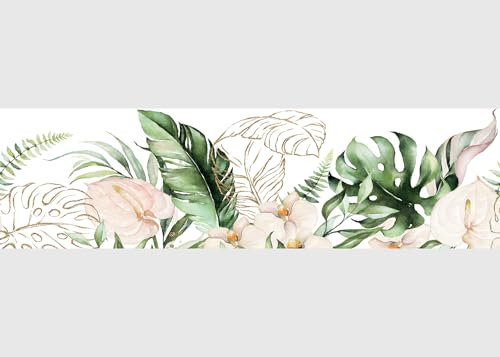 AG Design Selbstklebende Bordüre für Küche, Wohnzimmer, Wand Sticker, Mehrfarbig, 500 x 13,8 cm (Blumen)