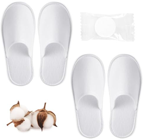 Pantofole Usa e Getta Antiscivolo,2 Paia Pantofola SPA Pantofole Hotel Monouso,Pantofole Casa Confortevoli,con 1 Asciugamani Compressi,Comfort Chiuse,Ideali per Hotel, Spa e Centri Benessere