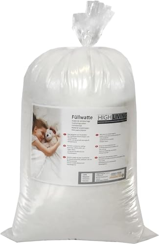 HIGH LIVING füllwatte füllmaterial 10000 Gramm Premium Comfort HollowFibre 100% Faserfüllung für Spielzeug, Kissen, Kissenbezüge Öko-Tex-Zertifiziert
