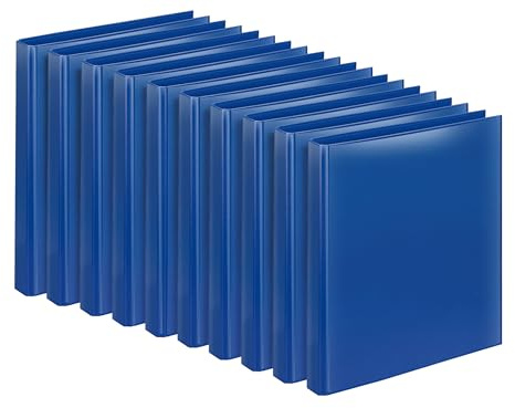 VELOFLEX - Präsentationsordner VELODUR DIN A4 4-Ring Blau 10 Stück | Mit 4-Ring-Mechanik Ø 16 mm, stabiler Pappkern, Vorderseite mit Einstecktasche für individuelle Beschriftung