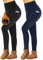 Missluck 2er Pack Thermo Leggings mit Taschen Damen im Winter, High Waist Gefüttert Thermoleggins für Sport（Schwarz/Marineblau,XXL）