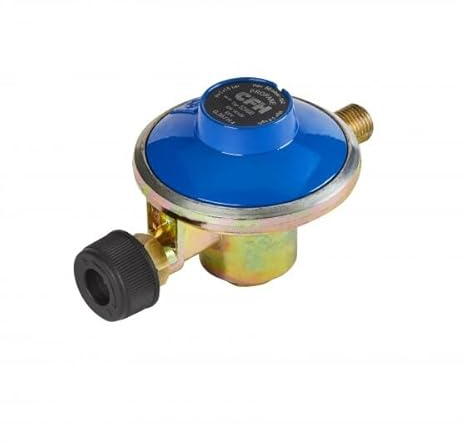 CFH Gasdruckregler 50 mbar DR 460 – Druckminderer für Schraubkartusche, mobiler Betrieb von Gasgeräten wie Campingkochern & Heizstrahlern, Eingang G.35, Ausgang G 1/4 LH, 0,8 kg/h, LPG, mit EFV