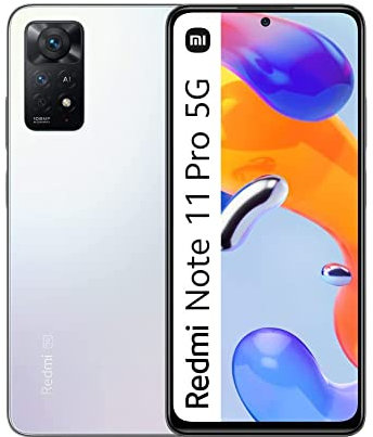Xiaomi Redmi Note 11 Pro 5G Smartphone 6+128GB, 6.67” 120Hz FHD+ AMOLED DotDisplay, MediaTek Helio G86, 108MP+8MP+2MP+2MP AI Quad Camera, 5000mAh, Blanco Polar (Versión UK + 2 años) (Reacondicionado)