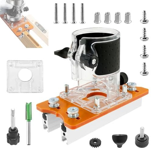 2 en 1 Base de Fresadora para Madera, Base de enrutador de madera,Aleación de Aluminio Base de Fresadora, placa base para recortadora de 65 mm, soporte de ranura para carpintería