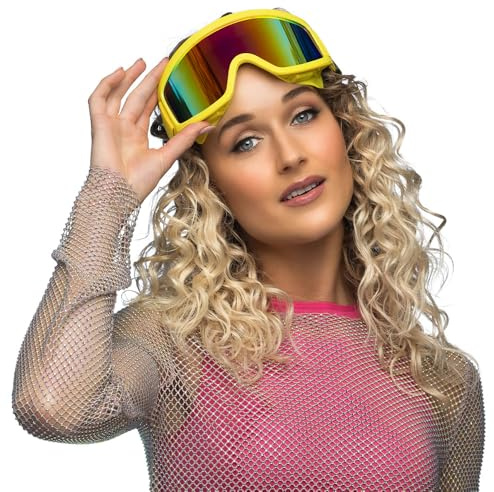 Boland Adult Ski Goggles Costume Accessory – Retro 90s Après Ski Party Glasses with Elastic Headband – Fancy Dress Eyewear for Festivals, Carnival, Ski Theme Parties & Snow Disco Costumes