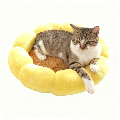 Natudeco Haustierbett, Katzenbetten, Hundebett, niedliche Blumenform, für drinnen und draußen, Katzen, beruhigende Haustierbetten, rundes Hundebett 40cm für Welpen, Kätzchen