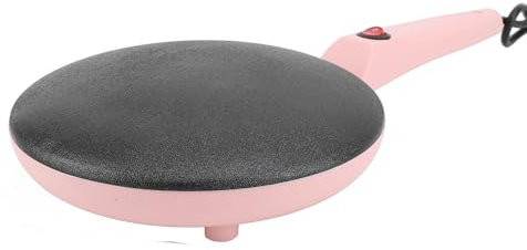 Máquina para Hacer Crepes Eléctrica, Máquina para Hacer Crepes con Base Rosa con Revestimiento Antiadherente y Espátula de Silicona para Batidor de Huevos para Uso Doméstico