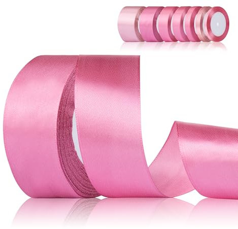 Fyshird Satinband Rosa 40mm x 22m Geschenkband Breit Schleifenband Hochzeit Polyester Bänder zum Basteln Dekoband für Geburtstag DIY Geschenkverpackung Weihnachten