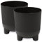 PECZEKO Lot de 2 pots de fleurs mats avec pieds - Pot décoratif pour grandes et petites plantes - Noir - Diamètre : 18 cm