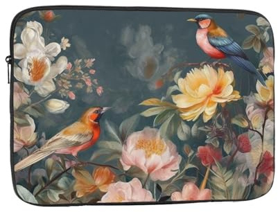 Laptophülle, stoßfest, Laptoptasche, Blumen, Vögel, Computerhülle, wasserabweisend, Laptop-Tragetasche, 12 Zoll