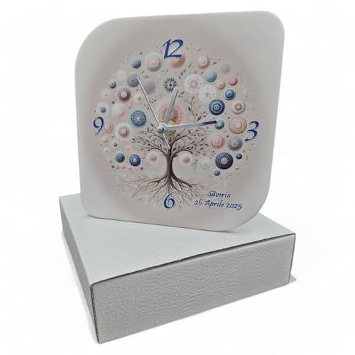 oggettando Orologio Albero della Vita Caleidoscopio PERSONALIZZABILE in Scatola da Bomboniera Utile Matrimonio, Nascita, Battesimo, Comunione, Laurea, Cresima, 18, 25 e 50 anni, Anniversari (22x22)