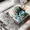 Sakugi Dish Drainer Rack – Space-Saving Extendable Stainless Steel Dish Drying Rack for Kitchen, Fits Draining Board or Sink, with Cutlery and Cup Holders, 39 x 25 x 8 cm, Silver