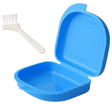Jdacla® 1 Box für Zahnschiene + 1 Mini-Geschenkbürste/belüftete Box aus hochwertigem PP, Box für Invisalign/Box für Dentalgerät, blau