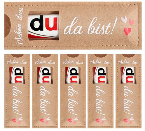 BOFUNX 24pcs Schön dass du da bist Gastgeschenke Hochzeit Hülle Filz Geschenk für Schokolade Verpackung Gastgeschenk Geschenk für Hochzeit Geburtstag Abschluss Kommunion Konfirmation Taufe