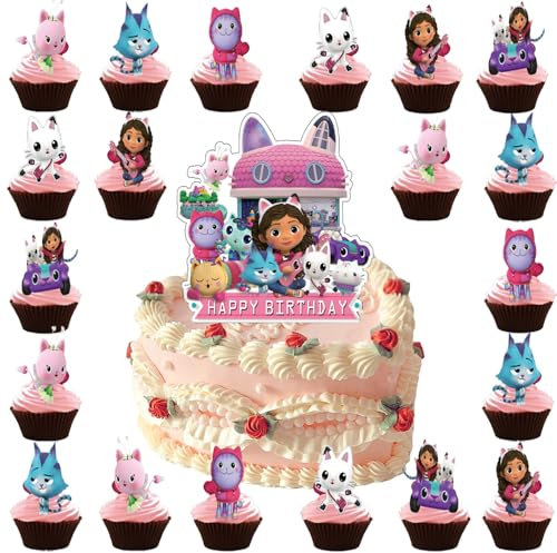 25 Stück Cupcake-Dekoration, Cartoon-Kuchendekoration, Geburtstagsdekoration, Kinderkuchendekoration
