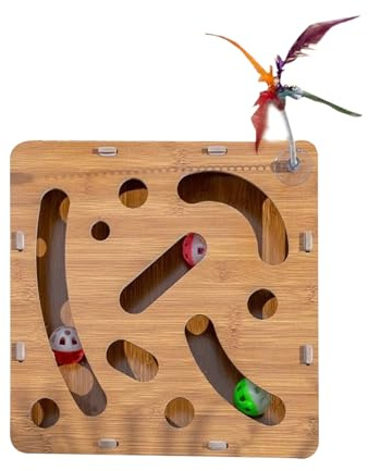 Genérico Bois de chat - Boîte de jeu de labyrinthe de chats avec teaser | Enrichissement pour chatons, chatons, baguettes et balle | Cat Box de jouets avec boules et thé