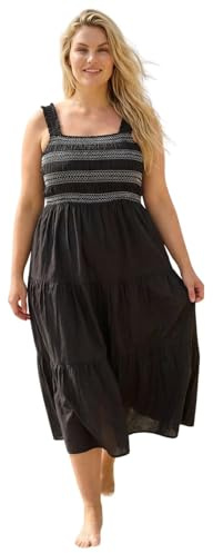 Roman Curve Strappy Shirred Midi Dress for Women UK - Ladies Everyday Holiday Spring Summer Square Neckline Comfy Soft Evening Vacation Work Party
