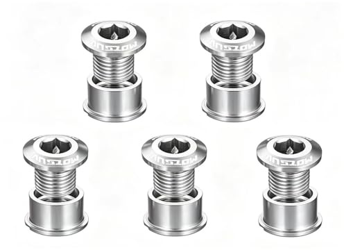 QitinDasen 5 piezas de tornillos individuales de plato de cadena, pernos de rueda de bicicleta de aleación de aluminio M8 tuercas (plata)