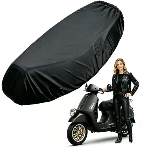 Dryxog Roller Sitzbank Regenschutz, Motorrad Sitzbezug Frostbestäbndig, Universal Roller Sitzbankabdeckung mit Gummiband Moto Kissenbezug, Staubkissenbezug Schutz Sitzkissen (Schwarz)