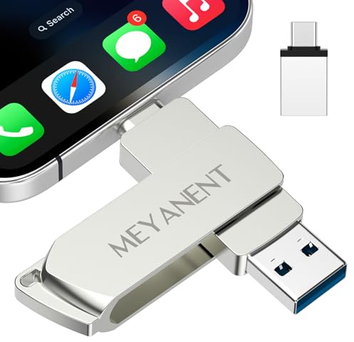 MEYANENT 128GB USB Stick für iPhone, 3 en 1Externer Speicher mit App | USB Stick Erweitern Sie Ihren iPhone-Speicher und übertragen Sie Fotos, Videos und Dateien schnell und sicher.