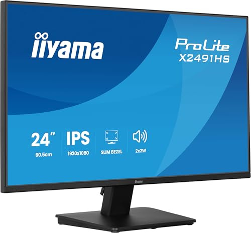 iiyama Prolite X2491HS-B1 Full-HD IPS-Monitor | 60,5 cm, 24, 120Hz, HDMI, DP, Adaptive Sync, Lautsprecher, Kopfhöreranschluss, Energieklasse C, VESA, schwarz