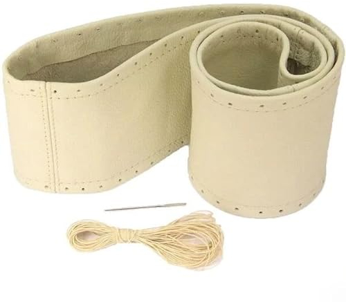 Lenkradbezug echt Leder zum Schnüren Lenkrad Schoner (37-39cm, creme-beige)