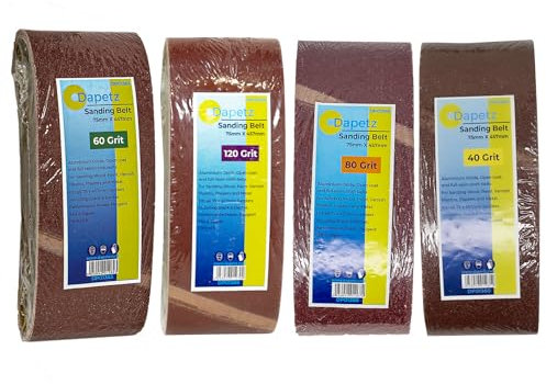Dapetz ® Sanding Belt 75 x 457 mm, Sander Belts Set (5 Each of 40/60/80/120 Grits) for Belt Sander, for Grinding,Sharpening and Derusting (20 Pieces) Compatible with Black & Decker KA88