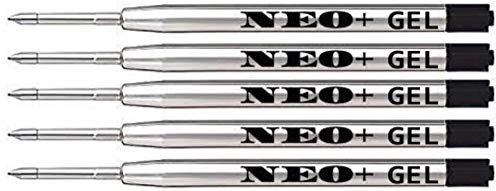 Quality Ballpoint Pen Refills, Cheap but Long Lasting, Medium Point. Fits Parker Ball Pen Too. G2 Style Refill Made in Germany (5 x Black Gel Ink)