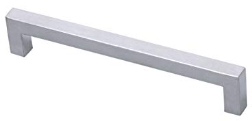 Gedotec Moderner Design Stangengriff eckig Möbelgriff Chrom matt Küchengriff silber - H10003 | Metall Schubladen-Griff für Kommoden & Schränke | BA 160 mm | 1 Stück - Schrankgriff Küche mit Schrauben