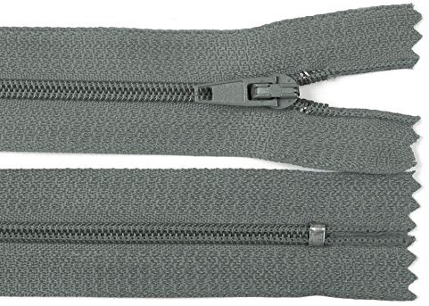 Schnoschi 5 Stück 40 cm Langer Spiralreißverschluss, Nicht teilbar, grau, 3mm Laufschiene Reißverschluss