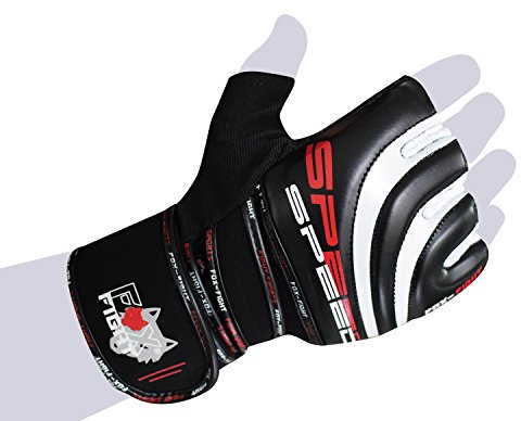 FOX-FIGHT Speed Gel Handschuhe MMA professionelle hochwertige Qualität Boxhandschuhe Sandsack Freefight Training Sparring Muay Thai Kickbox Kampfsport BJJ Sandsackhandschuhe Gloves L schwarz/Weiss