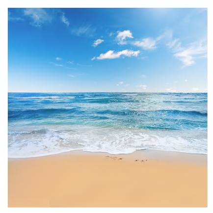 YongFoto 2x2m Vinyl Foto Hintergrund Strand Meer Küste Landschaft Blauer Himmel Weiße WolkenFotografie Hintergrund für Fotos Fotoshooting Baby Party Banner Kinder Fotostudio Requisiten