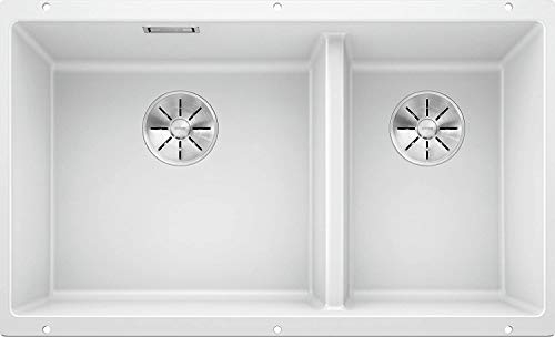 BLANCO SUBLINE 430/270-U – Évier de Cuisine Double Sous Plan pour Meubles Bas de 80 cm de Large – SILGRANIT – Blanc – 523155