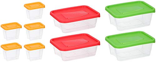 ALPINA - Frischhaltedosen Set 18 -Teilig | 4X 1,7L - 4X 2,3L - 10x 0,25L | Geeignet für Mikrowelle, Gefrierschrank und Spülmaschine | Vorratsdosen Platzsparend Stapelbar | BPA frei