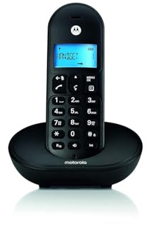 Motorola T101 Schnurlostelefon DECT Schwarz – beleuchtetes Display, hohe Klangqualität, Ladestation, kompaktes und Elegantes Design, ideal für Zuhause und Büro
