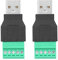 2 x USB-Stecker A, 5-poliger Schraubanschluss-Adapter Anschluss USB-zu-USB-Adapter