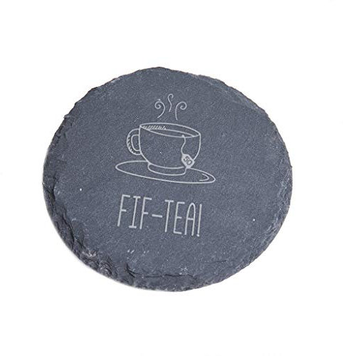 Fif-tea! Engraved Slate Coaster - Funny 50th Birthday Gift For Tea Lovers