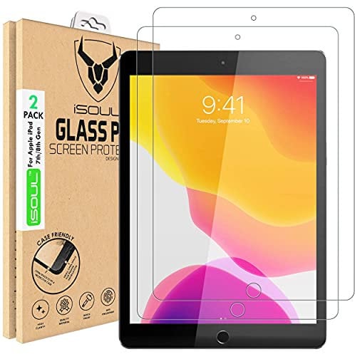 iSOUL Screen Protector for iPad 9 iPad 8 iPad 7 10.2 Inch 2021/2020/2019 Model [9H Hardness] Tempered Glass compatible with 9th/8th/7th Generation Film 2 Pack