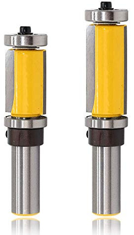 Mesee 2 Pieces Top & Bottom Bearing Flush Trim Router Bit Set, 1/2 Inch Shank Pattern Flush Trimmer Router Bits Woodworking Trimming Milling Cutter Tool - Cutting Height 26mm & 38mm